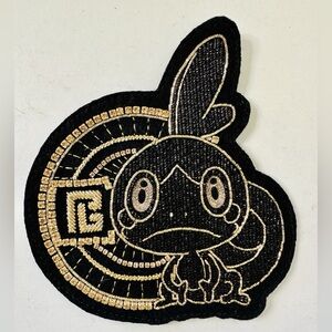 Balmain x Pokémon Black & Gold logo monogram patch NEW RARE!